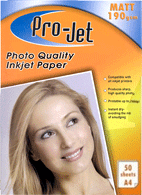 Photo Paper Pro Jet Photo Papers PJ-M190-50